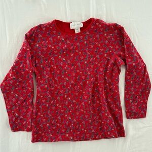 Sport Savvy Vintage 90s Women’s Long Sleeve Red Floral T-Shirt 100% Cotton Smal